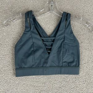 Born Primitive Cross Back V Neck Sports Bra Womens Size XS Gray Workout CrossFit